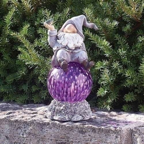 11 H LED Gnome Purple Solar Light Statue The Robin s Noel