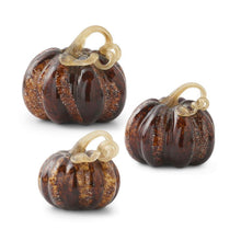 Load image into Gallery viewer, Brown Speckled Handblown Glass Pumpkin
