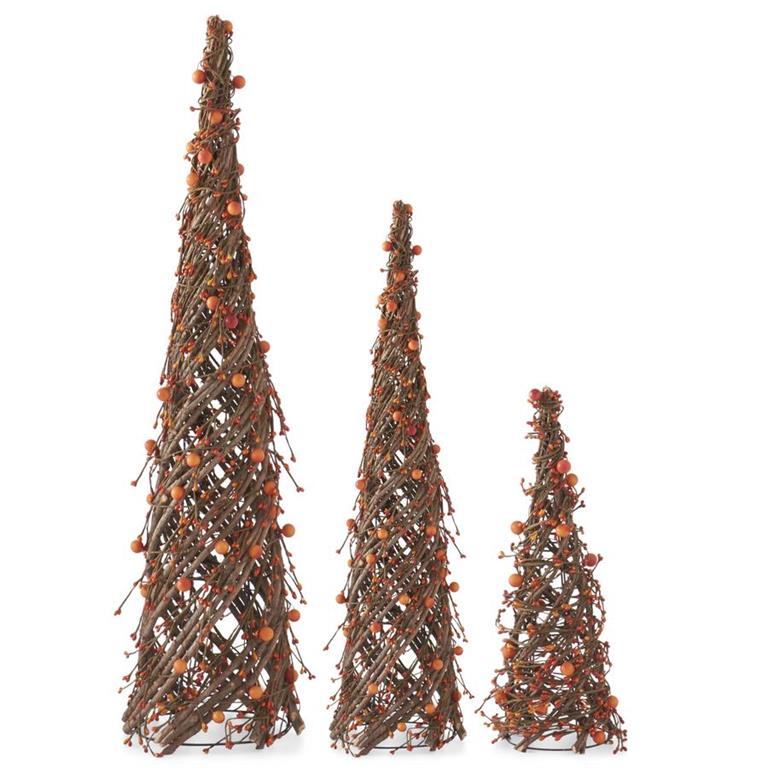 Twig & Orange Berry Cone Tree Topiary