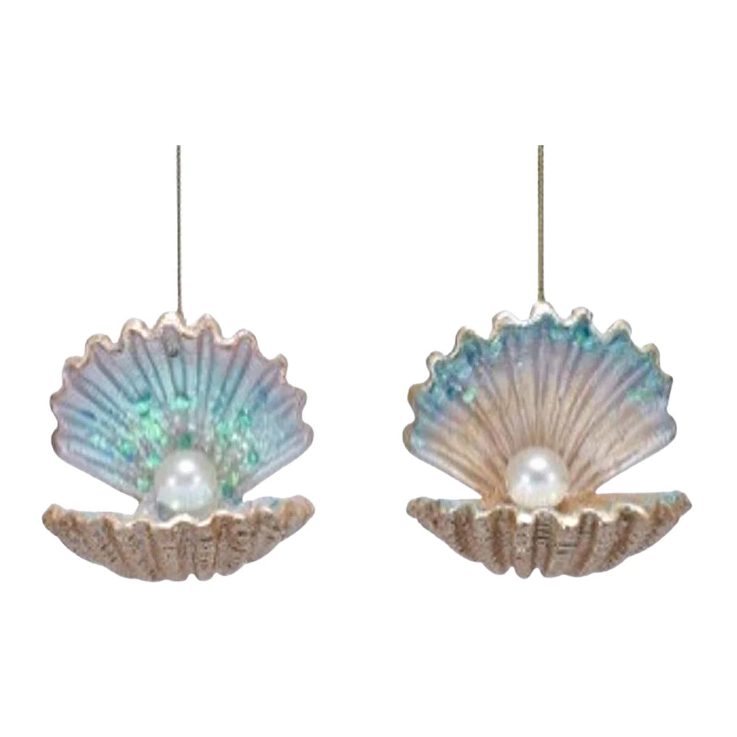 Resin Clam Shell w/Pearls Orn.