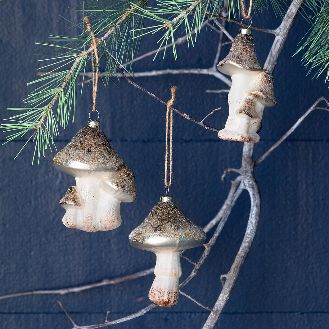 Glass Iced Mushroom Ornament