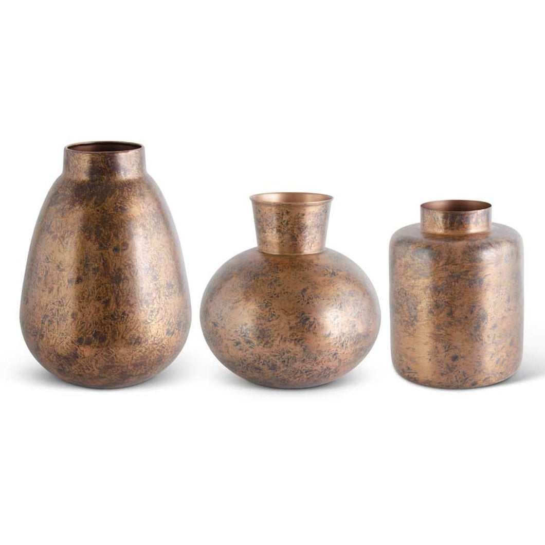 Copper Distressed Metal Vases