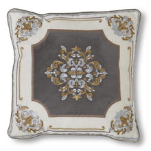 Load image into Gallery viewer, 20&quot; Square Ivory Linen&amp;Velvet Pillow
