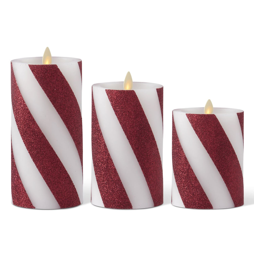 Thick Candy Striped Wax Luminara Indoor Pillar Candle