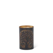 Load image into Gallery viewer, Black Metal Tree Punched Tin Candleholder
