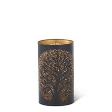 Load image into Gallery viewer, Black Metal Tree Punched Tin Candleholder
