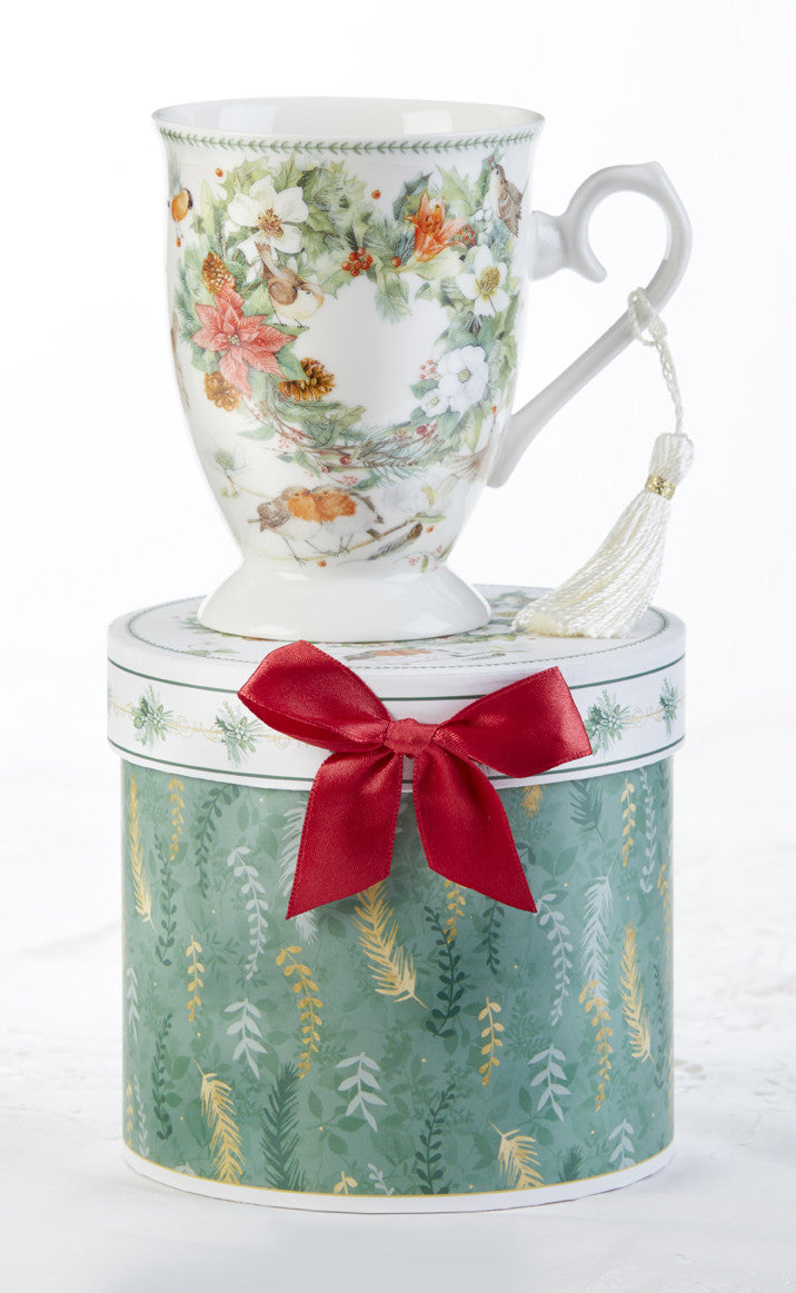 Porcelain Mug In Gift Box, Chr Wreath