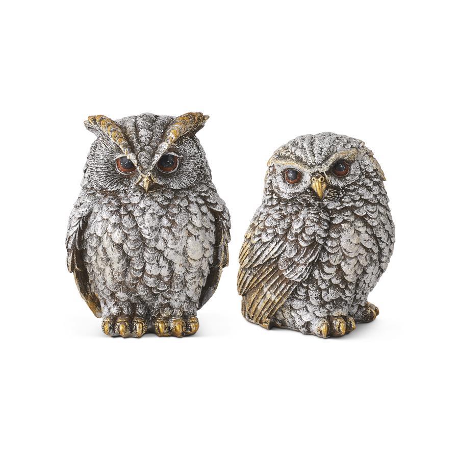 Silver & Gold Metallic Resin Owl