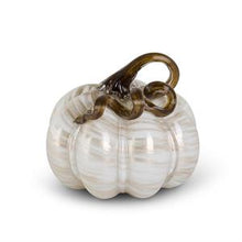 Load image into Gallery viewer, Cream and Gold Swirl Handblown Glass Pumpkins

