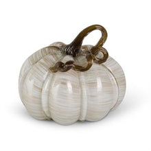 Load image into Gallery viewer, Cream and Gold Swirl Handblown Glass Pumpkins
