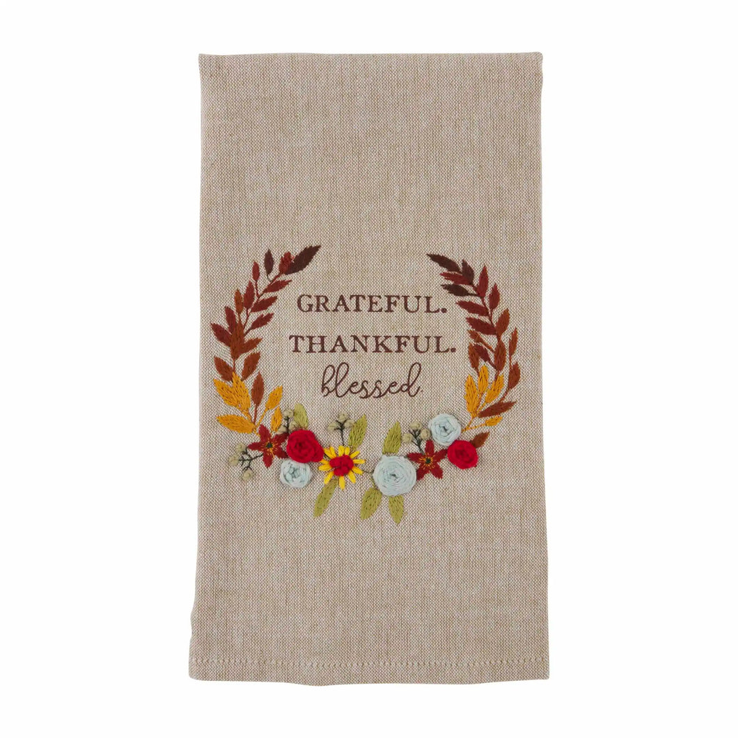 Thankful Blessed French Knot Towel