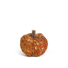 Load image into Gallery viewer, Orange &amp; Gold Leaf Pumpkin w/Twig Stem
