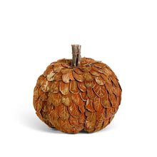 Load image into Gallery viewer, Orange &amp; Gold Leaf Pumpkin w/Twig Stem
