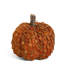 Load image into Gallery viewer, Orange &amp; Gold Leaf Pumpkin w/Twig Stem
