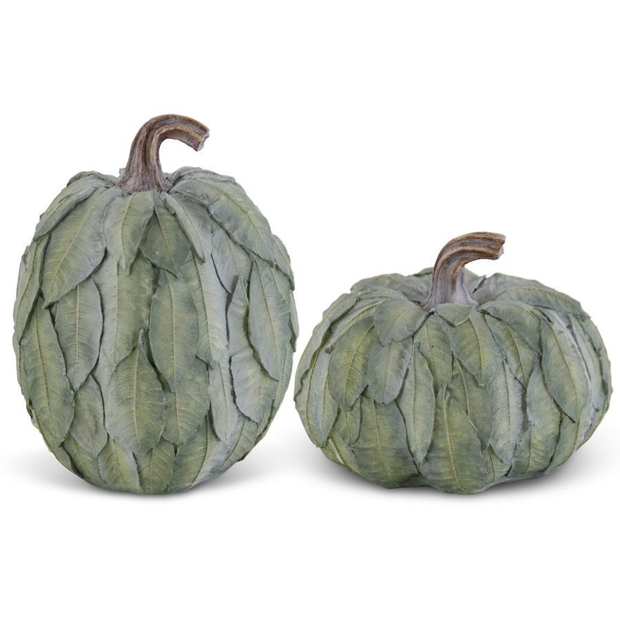 Resin Layered Green Leaves Pumpkin