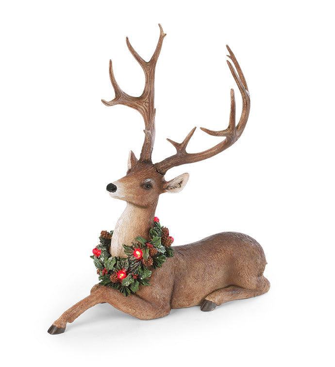 Resting Deer w/ LED Wreath