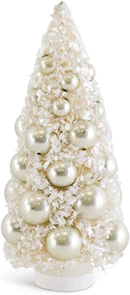 Champagne Bottle Brush Tree with Silver Ornaments