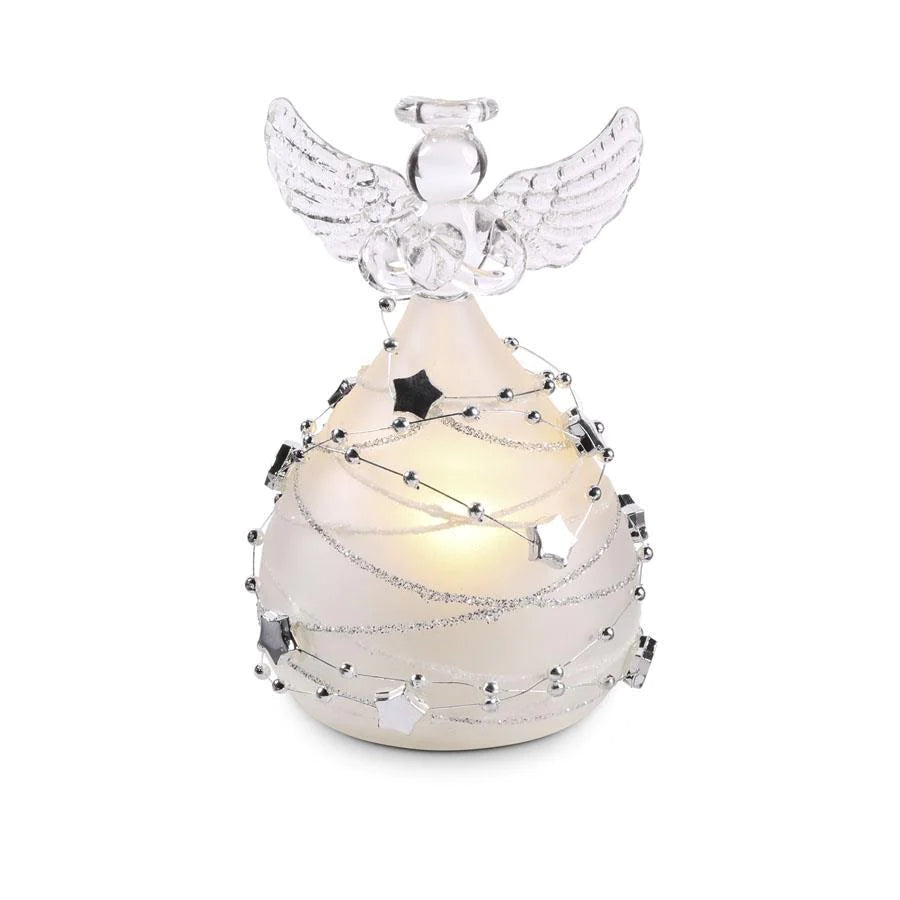 Frosted Glass LED Angel w/Silver Star – The Robin's Noel