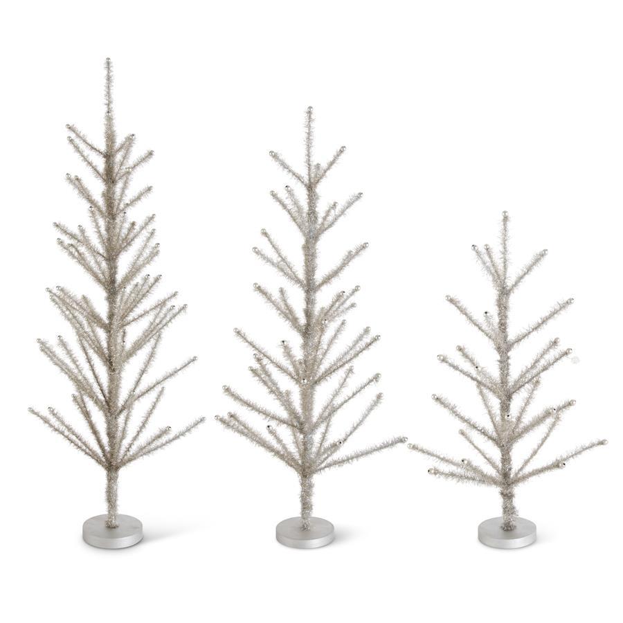 Pewter Tinsel Tree w/Beaded Tips