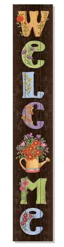 Welcome-Multicolor W/ Watering Can- Porch Board