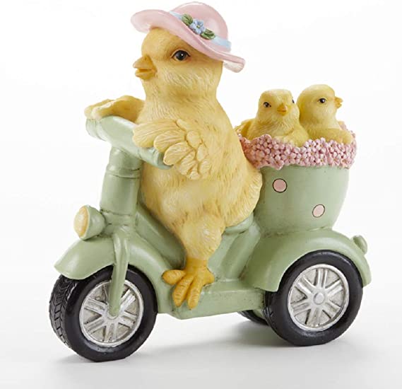 Resin Momma Chick On Scooter w/ Kids