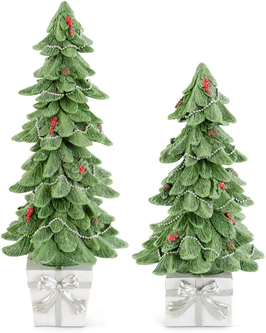 Glittered Resin Christmas Trees on White Package