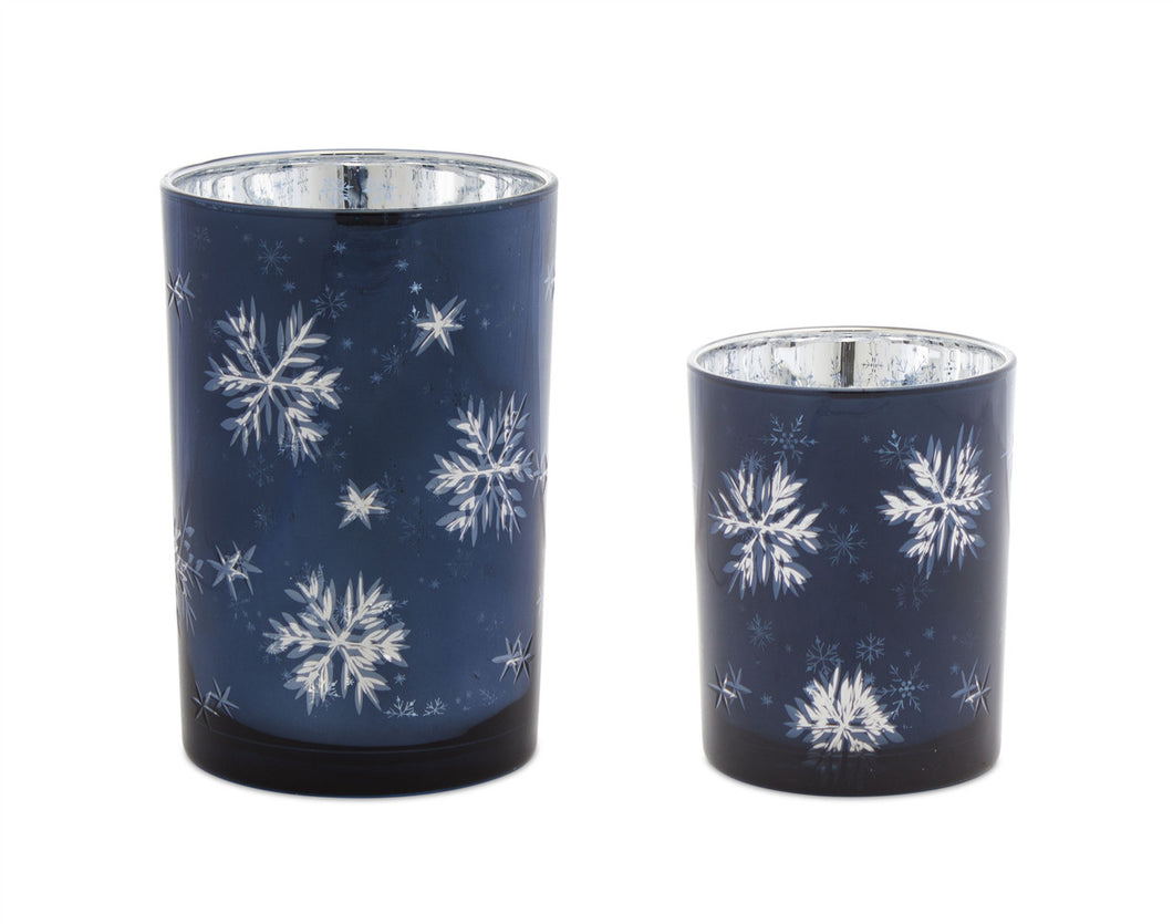 Glass Snowflake Candle Holder