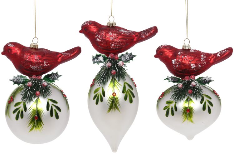 Bird Holly Berry Swirl Ornament by Mark Roberts