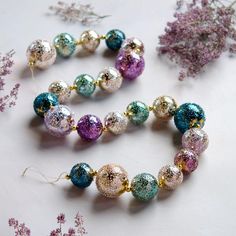 GOLD STUBBLED GARLAND, GLASS