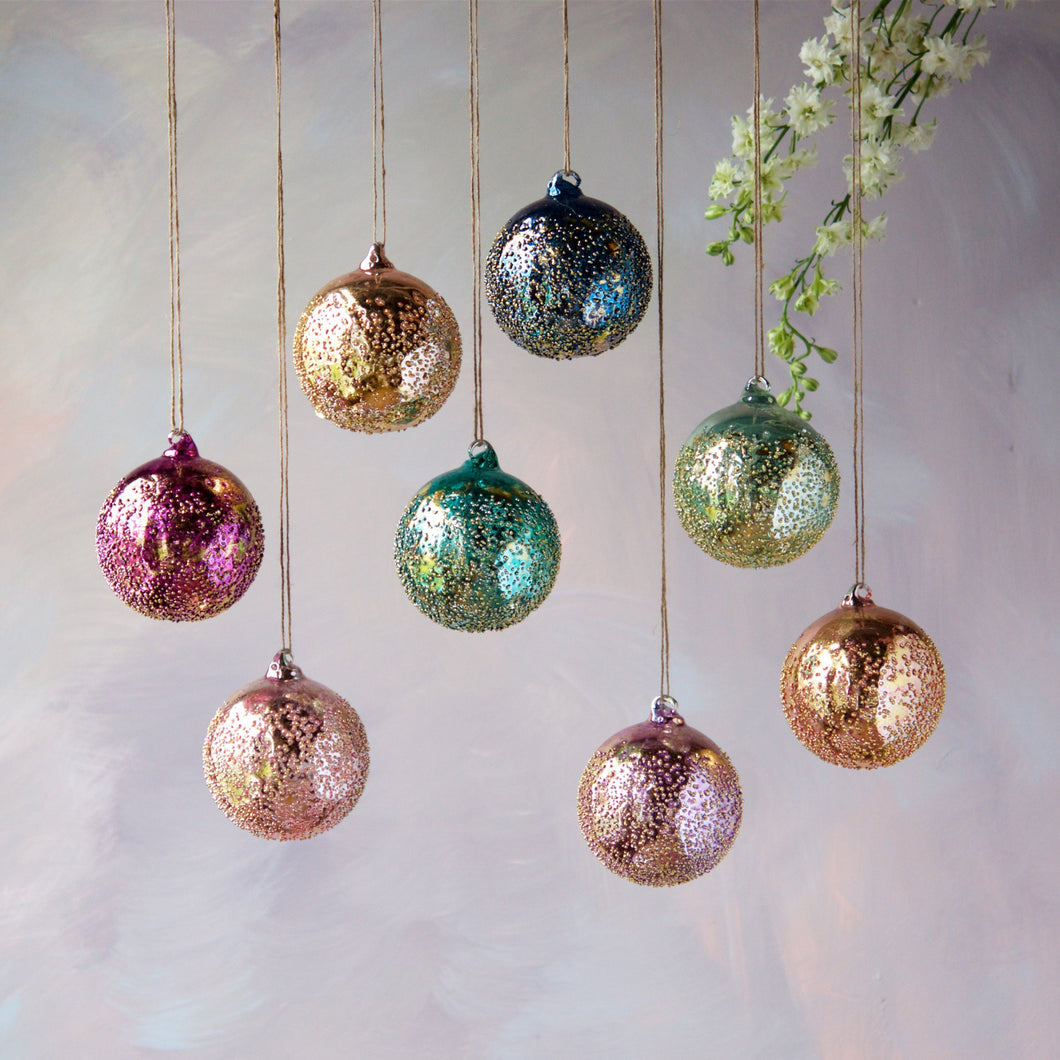 Metallic Stubble Ball Ornament