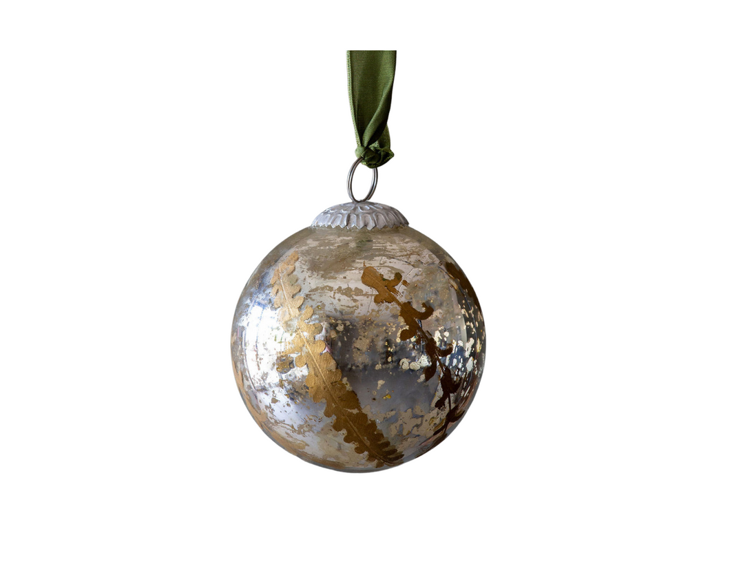 Bronze Relief Pattern mercury Glass Ball Ornament Medium