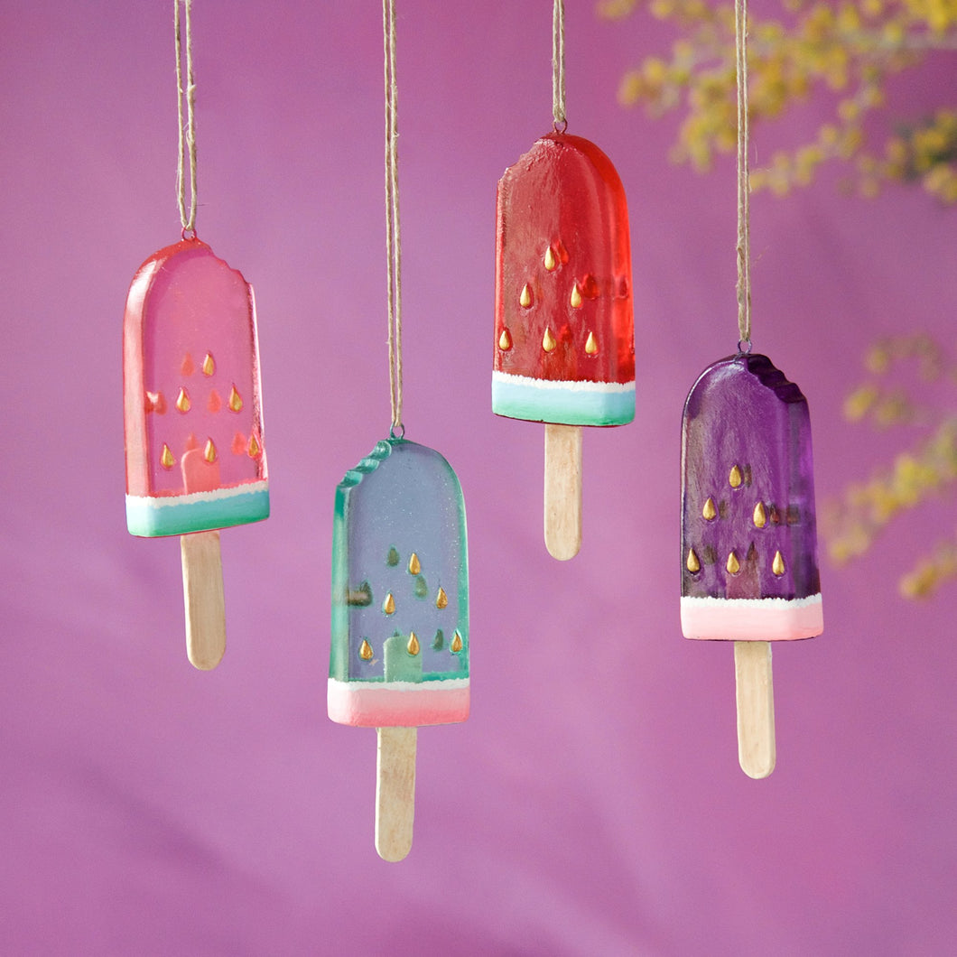 Watermelon Popsicle Ornament, Clear Resin