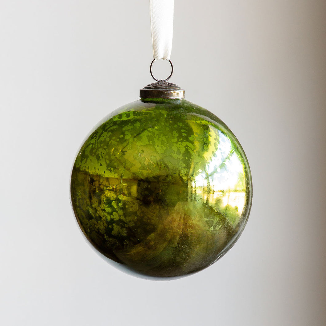 Antique Mercury Glass Ball Orn, Lrg