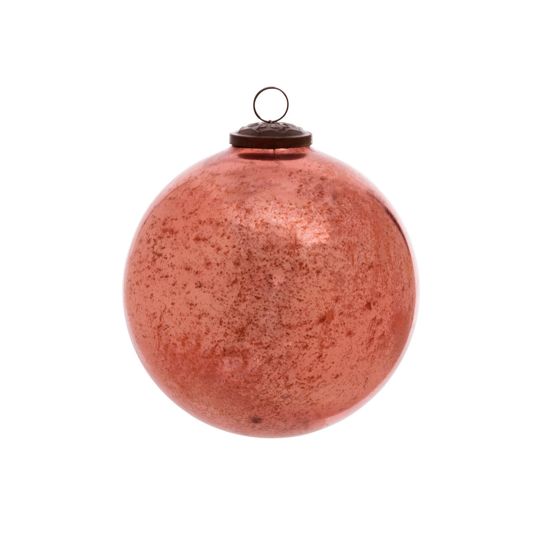 Antique Shiny Rose Glass Ball Ornament X-Large