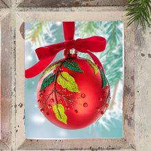 Load image into Gallery viewer, Beaded Vine Pattern Glass Ball Ornament
