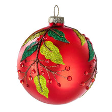 Load image into Gallery viewer, Beaded Vine Pattern Glass Ball Ornament
