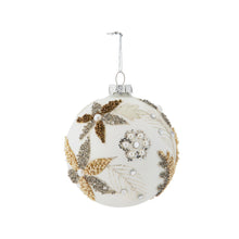 Load image into Gallery viewer, Pearl &amp; Feather Pattern Glass Ball Ornament

