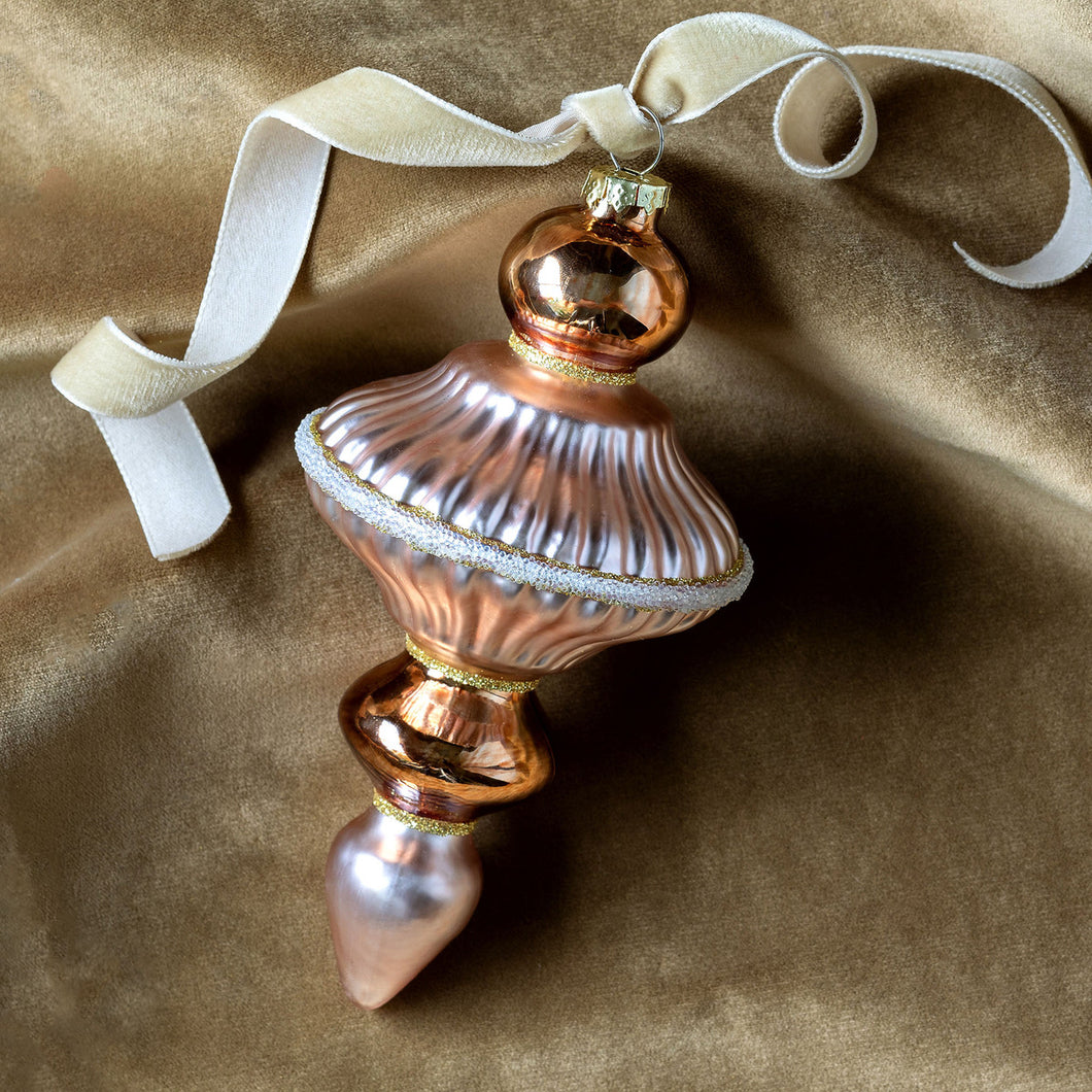 Jeweled Blush Glass Finial Ornament