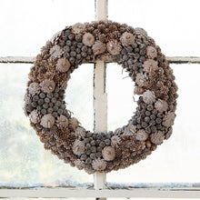 Load image into Gallery viewer, Frosted Mixed Pine Cone Wreath
