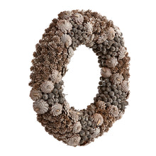 Load image into Gallery viewer, Frosted Mixed Pine Cone Wreath

