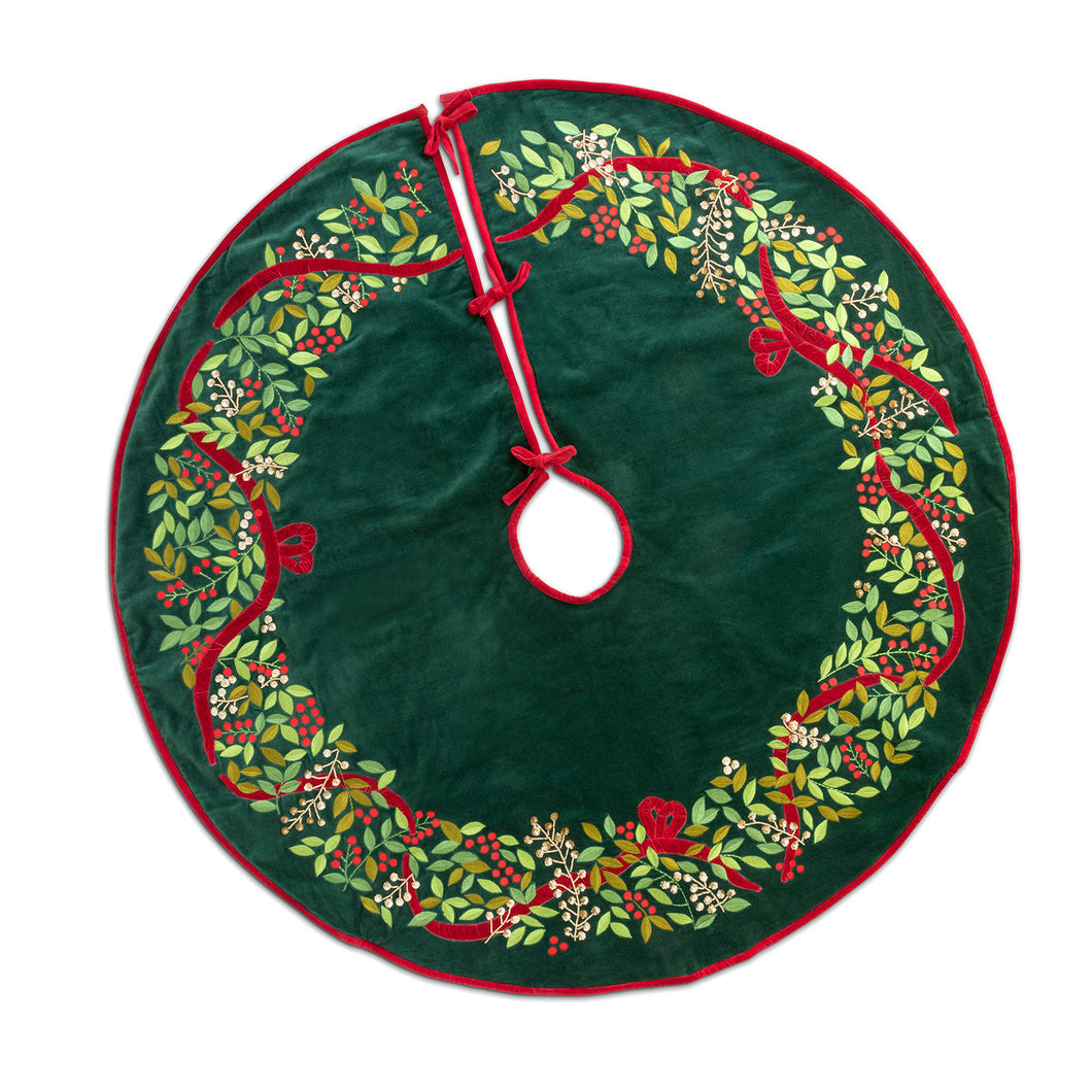 Christmas Wreath Velvet Tree Skirt