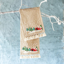 Load image into Gallery viewer, Winter Cottage Embroidered Table Runner
