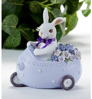 Resin Floral Bunny In Car
