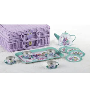 Tin 15pc Tea Set in Basket