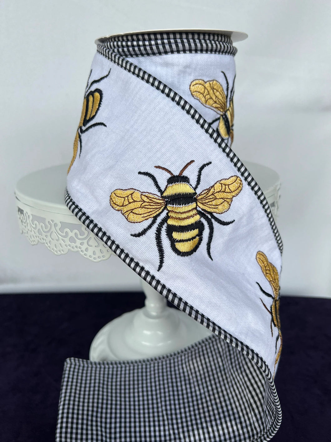 Embroidered Bee Ribbon 4x 5y – The Robin's Noel
