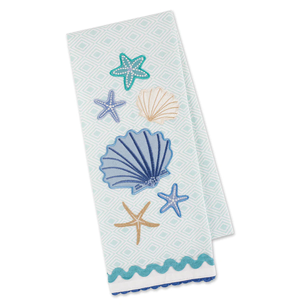 Seashells Embellished Dishtowel
