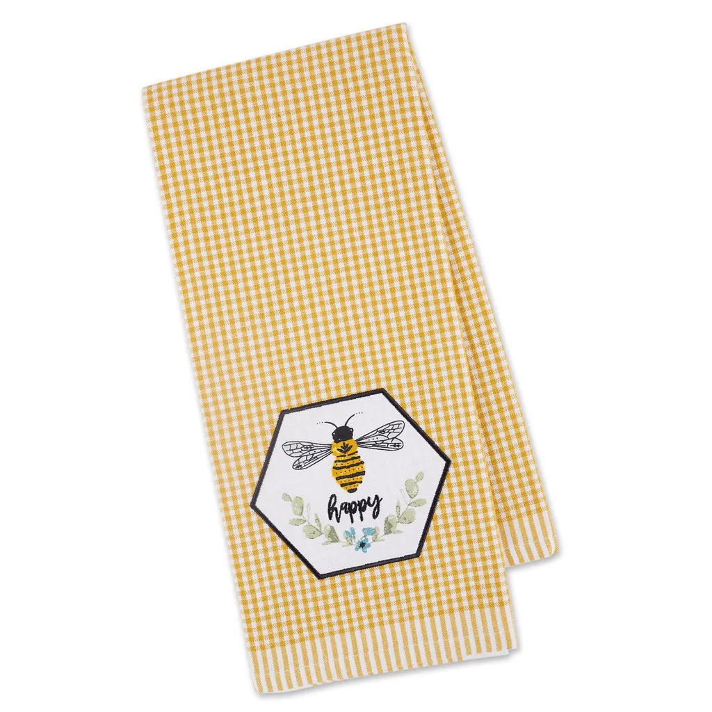 Bee Happy EMB Dishtowel