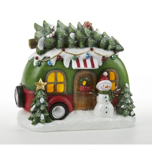 Resin LED Snowman Camper