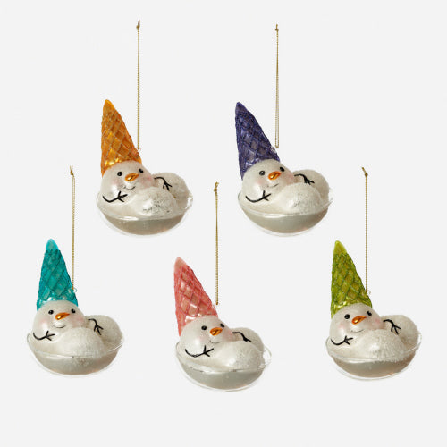 Melting Cone Snowman Ornament
